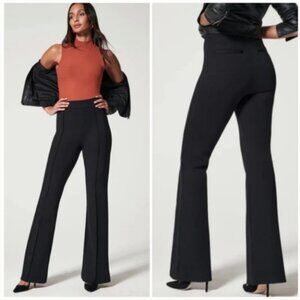 SPANX smooth PerfectFit Ponte Flare Pant Black Front Seam Stretch Dress Pants L