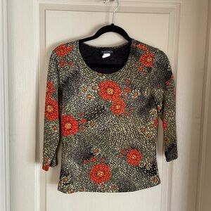 Brittany Black Dressy Floral Shirt Women’s Size Medium