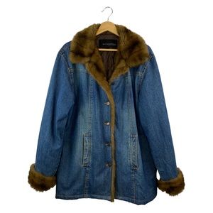 Y2K Denim Quilted Fur Trim Jacket