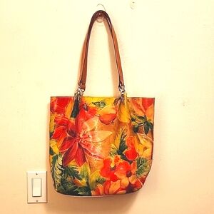 Maurizio Taiuti genuine leather made in Italy floral tote purse