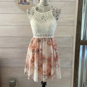 By & by Peach Flower Dress 1