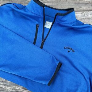 Callaway 1/4 Zip Pullover Mens XXL Blue Workout Golf Hiking Embroidered Pockets