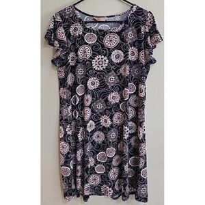 SJS womens dress Petite Large black rose gold with‎ flower pattern short sleeve