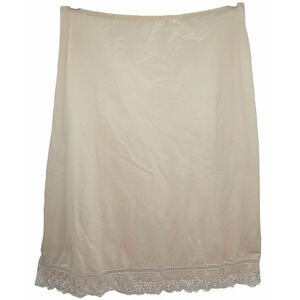 Barbizon‎ Vintage 60s Pale Pink Eyelet Lace Trim A-line Midi Slip Skirt