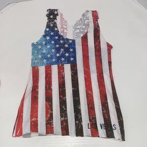 IFSE Las Vegas American Flag Lace Racerback Top Size Small