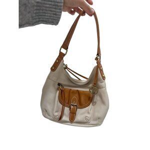 Giani Bernini Y2K Handbag Purse Womens Real Leather Beige Neutral Minimalist