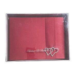 Hortense B. Hewitt Co. Red Satin Guestbook Heart Rhinestones Wedding Event NEW