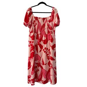 Ann Taylor Factory Floral Smocked Top Midi Dress