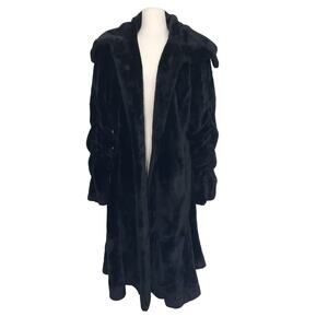 NWT Tatyana Black Long Faux Fur Coat Jacket Sz UK 3XL US 1XL Retro 50s Style