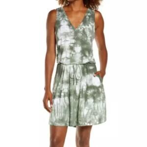 Sweaty Betty Take It Easy Tie Dye Sleeveless V-Neck Dress Size Medium Green