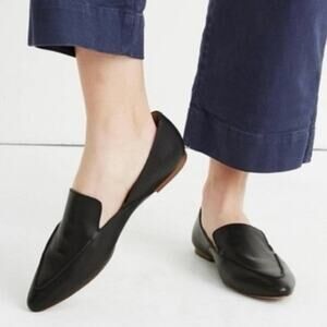 Madewell The Frances Skimmer Loafer Black Size 6.5 Slip On Leather Flats Neutral