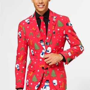 Opposuits  Christmaster Jacket Men’s Size 52 R red snowman Novelty Holiday EUC