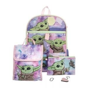 Star Wars Mandalorian Grogu Baby Yoda Backpack & Lunch bag 5 Piece Set Girls New