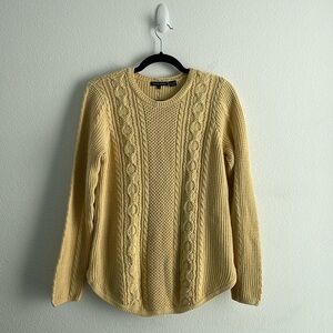 Jeanne Pierre 100% cotton vintage butter yellow crew neck cable knit sweater | M