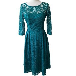 Tatyana Vintage Dress Embroidered Lace Overlay SZ S