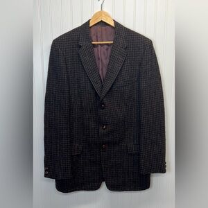 Vintage Harris Tweed Pure Scottish Wool Sport Coat Blazer Elbow Patch Sz 42