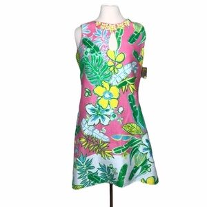 Taylor tropical floral Pique jewel neckline dress SZ 10