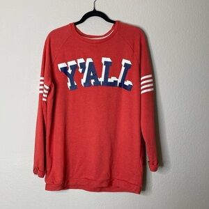 BSK Y’all sweatshirt crewneck Sz large women’s graphic red white