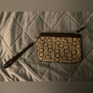 Calvin Klein Brown Monogram Wristlet