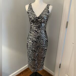 Tatyana  | Bombshell Pin up Silver Sequin Dress Size M