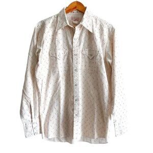 Vintage Caravan Mens Western Shirt Long Tail Pearl Snap Up Lightweight Peach  16