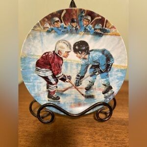 Vintage China Plate Bradex Stewart Sherwood 1989 The Faceoff Canada Hockey plate