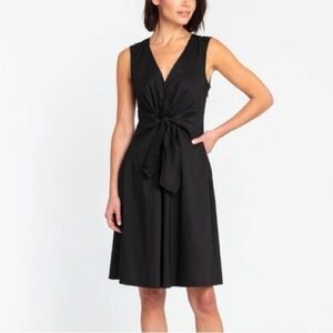 New Hinson Wu Ellen Sleeveless Tie Front Dress Black Womans Small Wrap Style