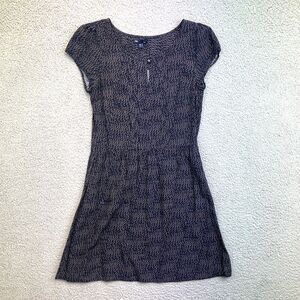 Womens Gap Dress Sz 10 Navy Blue Silver Design with Pockets Casual Pullover