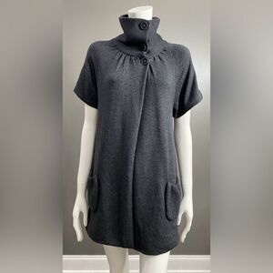 Bergdorf Goodman Alice and Olivia Short Sleeve Sweater Jacket Gray Size M