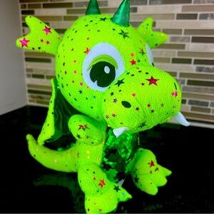 Caravan Softoys Green Sparkling Galaxy Dragon Collectible Soft Plush  11”