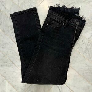 PAIGE Black denim distressed high waisted jeans size 27