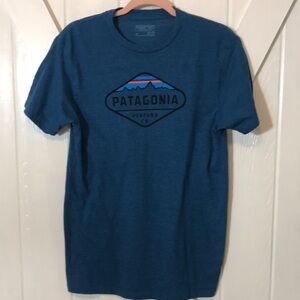 Patagonia Slim Fit Blue Fitz Roy T Shirt