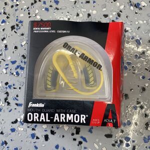 New in Package Franklin Oral-Armor mouth guard with case Yellow and Black Adult