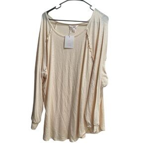 Lauren Conrad English Cream Raglan Sleeve Tunic, size 2X Plus NWT