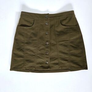 NWOT Express olive brown align button mini skirt sz 6