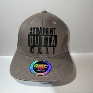 Cali Life STRAIGHT OUTTA CALI Black & Grey Baseball Cap Hat Snapback Brand New!!