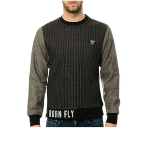 Born Fly Men's The Seven Crewneck Sweatshirt Long Sleeve‎ Black /Gray Sz Large