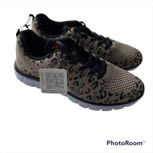 Skora Sneakers Comfort Running Shoes Natural Leopard Brown 9.5M #038888/Tech