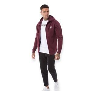 SikSilk core full zip hoodie in burgundy Size M