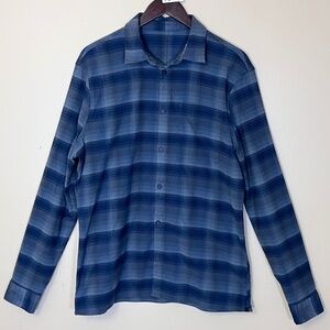 Lululemon Mason Peak Flannel Plaid Long Sleeve Shirt - Men's Size L - Gray Blue