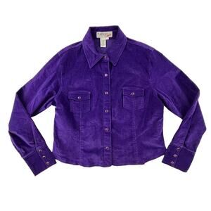 💧2 for $20! Vintage 90s L Purple Collared Button Down Pocket Corduroy Shirt