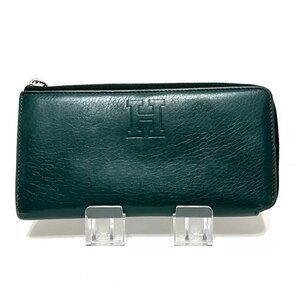 Auth HIROFU - Dark Green Leather Long Wallet