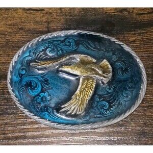 Soaring Eagle Blue Enamel Belt Buckle C+J 1985 #1064