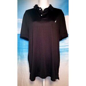 NAUTICA Mens BLACK Shirt GOLF TENNIS Polo style top Lightweight STRETCH size Lg