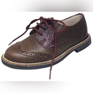 HOO KIDS OXFORD DRESS SHOES WINGTIP BROWN MAROON LEATHER LACE UP EU 28 US 10.5