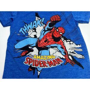 The Amazing Spider-Man Marvel Short Sleeve Shirt Toddler Size 5 Blue/Red Defect