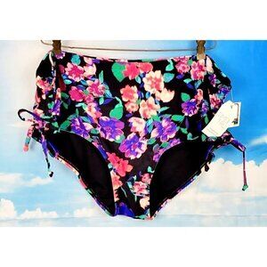 Bikini FLORAL Bottoms NWT TIME & TRU Mid Rise LINED Swim Bathing suit size 3x