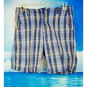 IZOD Mens BLUE PLAID Walking GOLF Tennis Shorts Pants LIGHTWEIGHT size 32