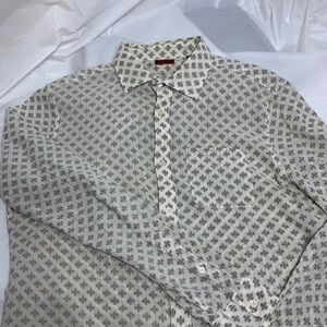 Men’s & Sons Garment Co Off White W Blck Clover Button Dn Long Sleeve Shirt S L