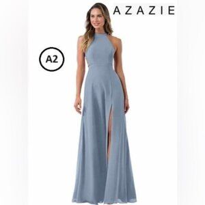 Azazie, Women's Clarice A-Line High Neck Chiffon Floor-Length Dress. Size: A2.